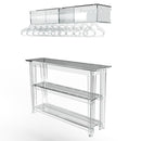Set of clear acrylic wall mounted box shelf with hangers and clear acrylic console