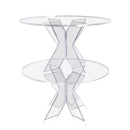 double 16 inch round acrylic raised pastry stand in clear acrylic ina awhite background
